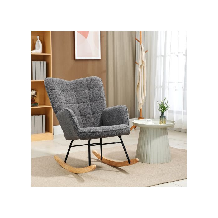 Fauteuil à bascule - MUVOE - Gris foncé - Rembourré - Accoudoirs - Capacité 120 kg