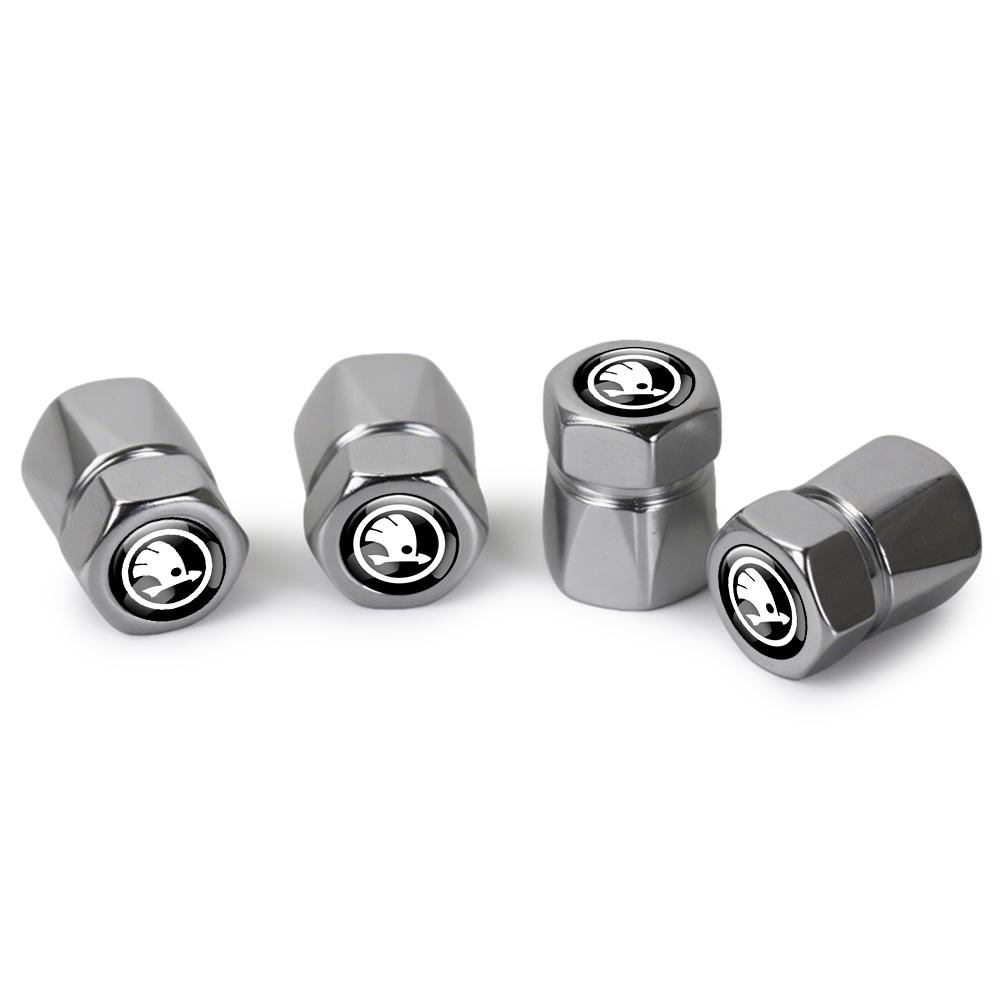 AHUQ1 New CCar Tire Valve Caps Auto Accessories For Skoda Rapid Fabia Octavia Yeti Superb RS Felicia VRS Scala VII Kodiaq Karop Kamiq