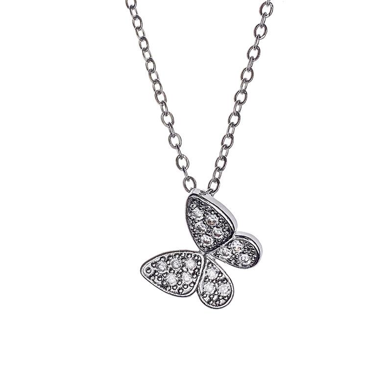 Light Luxury Butterfly Pendant Rhinestone Collarbone Chain Titanium Steel Simple Versatile Jewelry Women Necklace