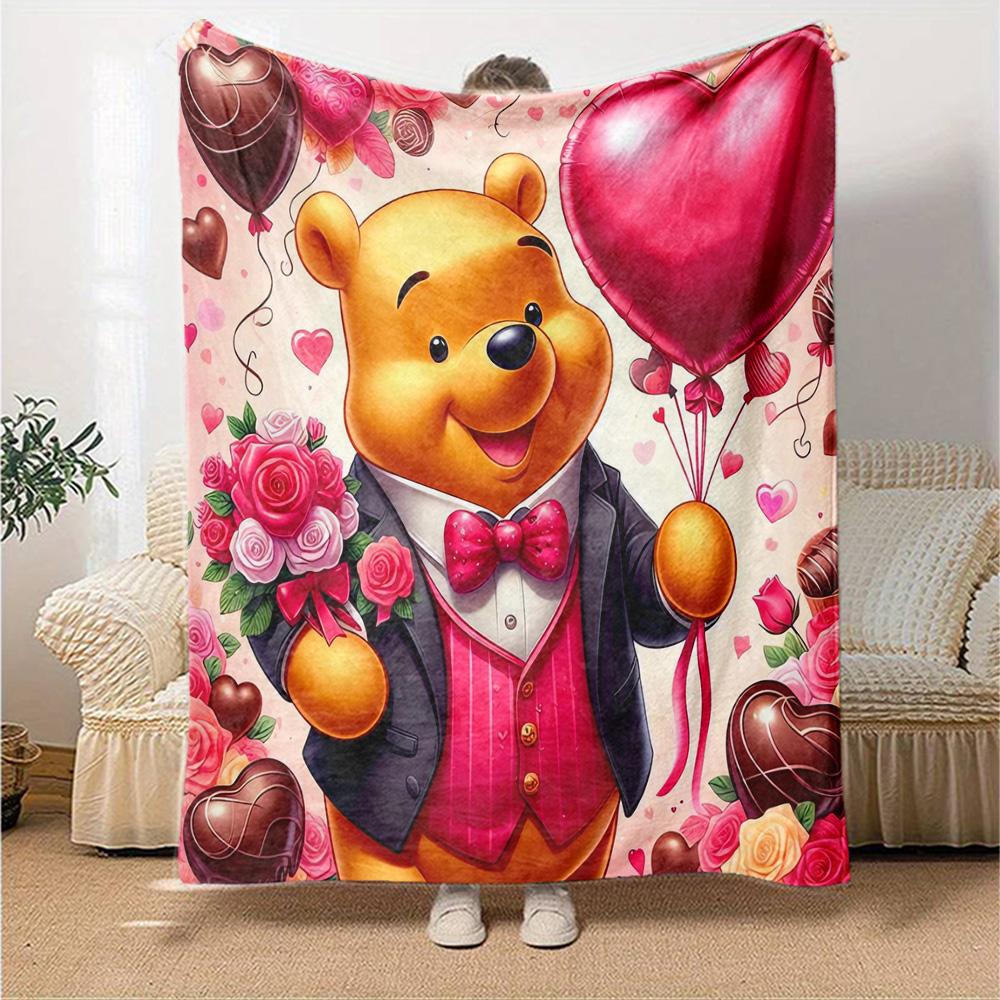 Piglet'S Valentine Celebration Flannel Blanket Super Soft Warm Cozy Blanket For Sofa Bed Office Travel Allseason Home Decor Gift