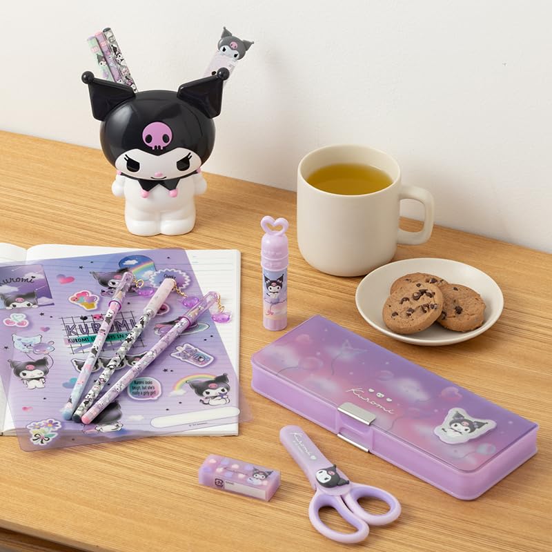 Sanrio Пенал Kuromi Открывающийся Вмещает 6 Карандашей Включает Мини-точилку и Имя Артикул № 264989 Двусторонний Пенал, Двусторонний Тип, Карандаши, Место,
