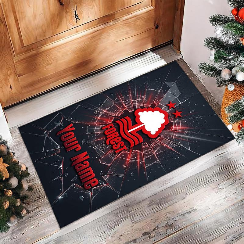 Nottingham Forest FC Printed Crystal Velvet Rug Non‑Slip Crystal Velvet Carpet For Sofa Bedroom Indoor Home Decoration