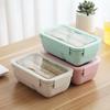 850/1100ML Wheat Straw Lunch Box Bento Box Microwave Oven Students with Lid Canteen Simple Lunch Box Rectangular Portable