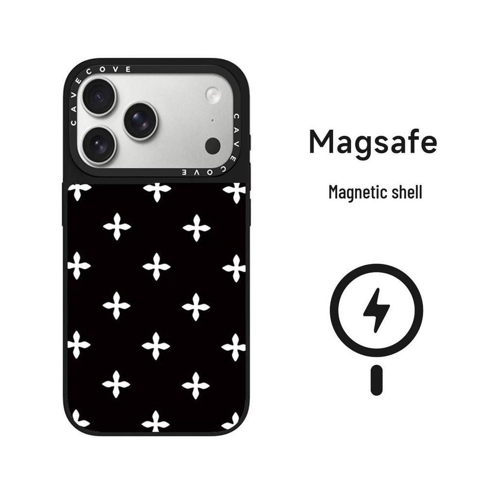Стильный чехол MagSafe в горошек и с цветами-крестиками для телефона Apple 17/15 Pro Max