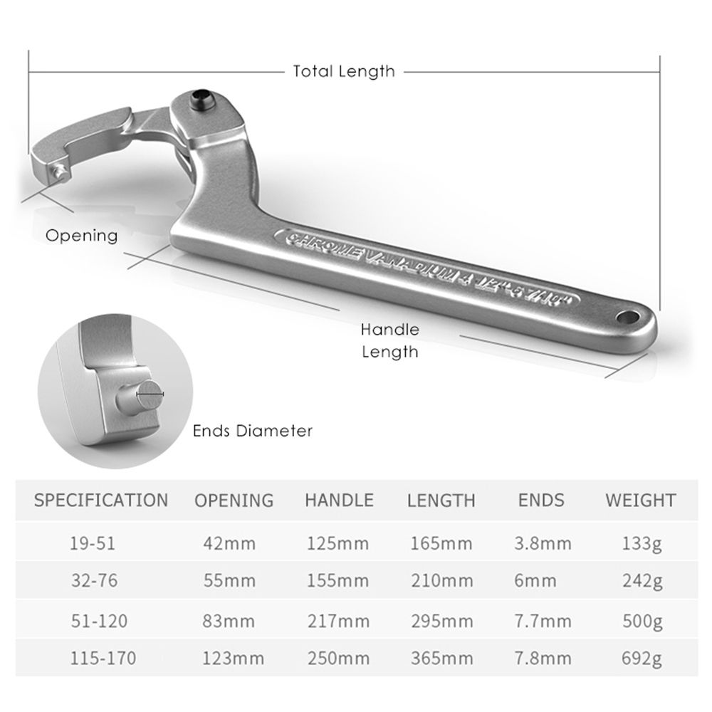 Hand Tools Pipe Wrench Nut Key Hook Wrenchs Water Meter Wrench C Spanners Adjustable Spanner