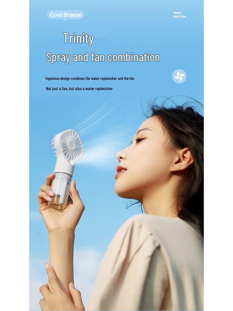F3 Portable USB Rechargeable Mini Fan: Handheld, Desktop, Hydrating Spray – Perfect for School or Dorm Gifts