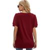 GMXIA Summer Women's T-shirt Solid Color V-neck Simple Mesh Puffed Sleeves