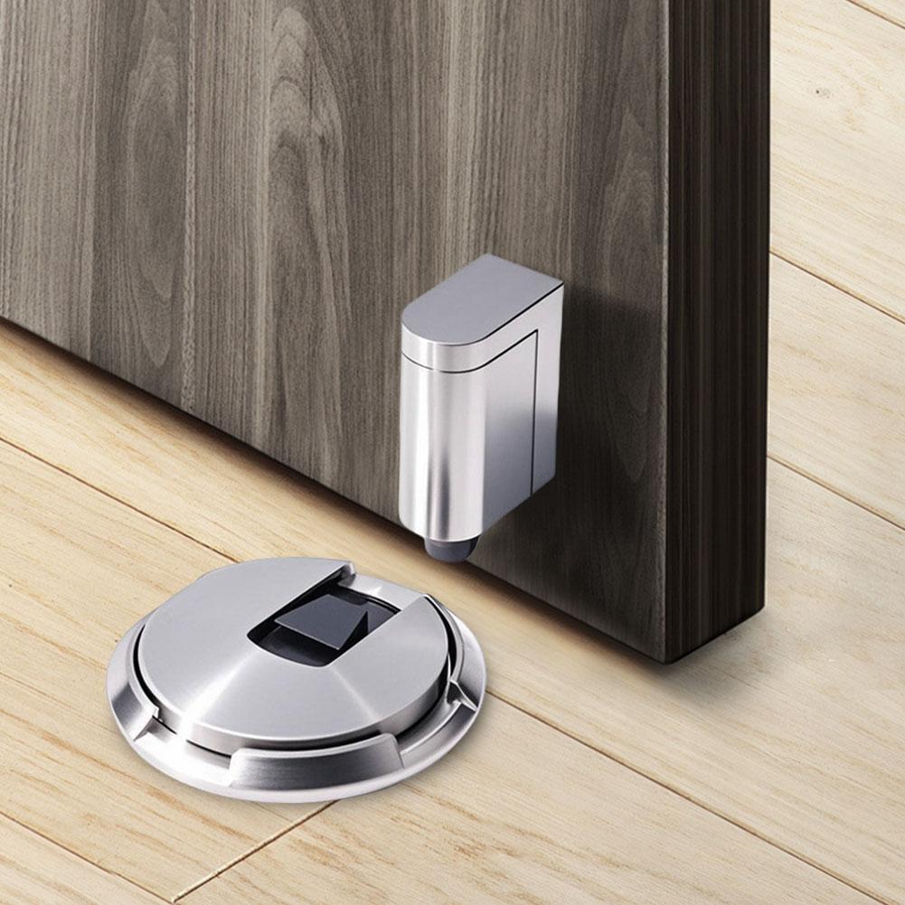 Magnetic Door Stop with Screws Aluminum Alloy Adjustable Punch-free Door Stopper Heavy Duty Magnet Door Holder Hardware