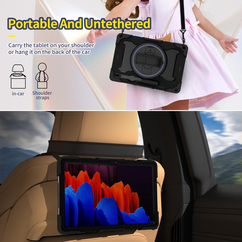 Heavy Duty Case Universal for Samsung Galaxy Tab S8 S7 Plus FE 12.4 SM-X800 X806 SM-T730 T735 T736 T970 T975 T976 Rotating Cover