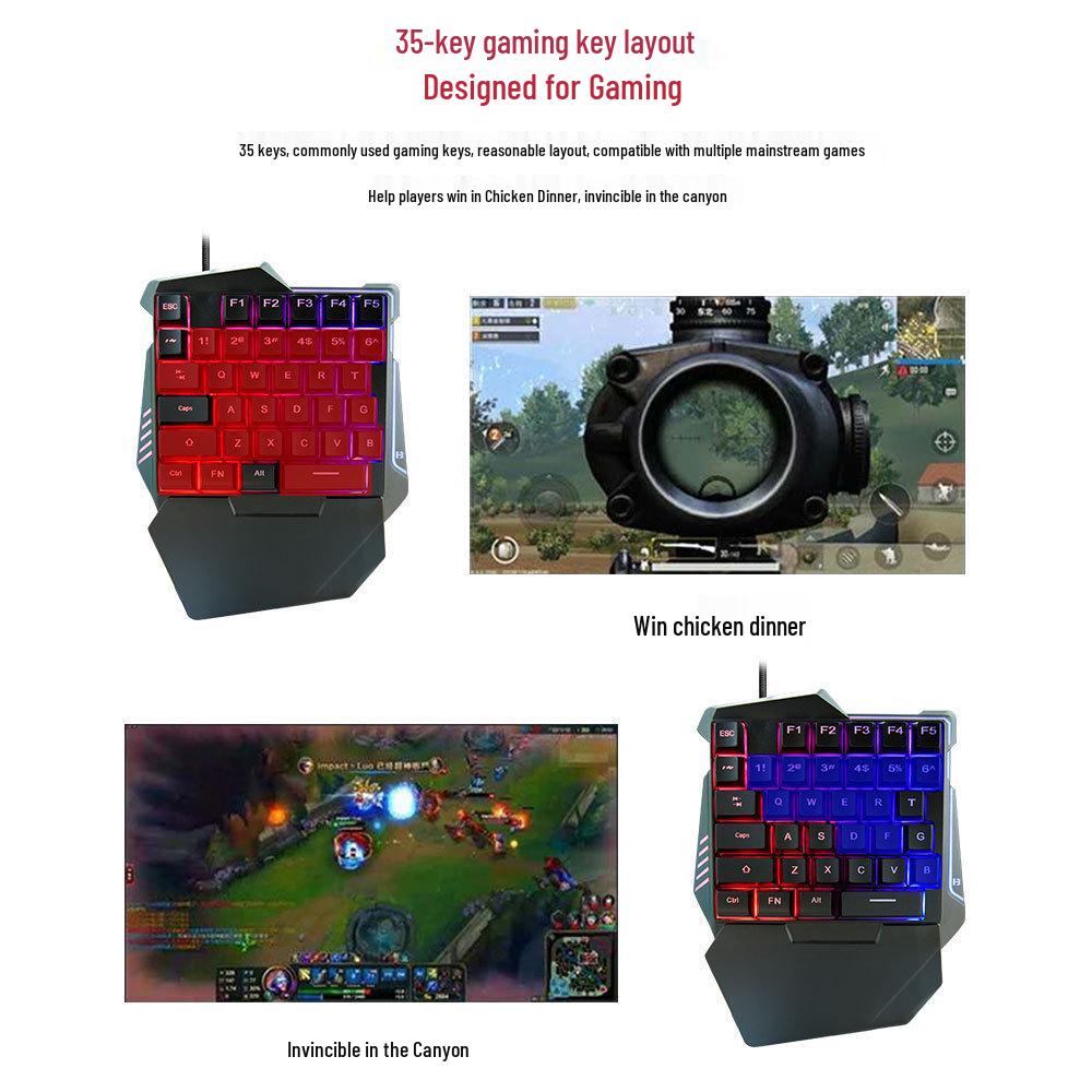 Одноручная механическая игровая клавиатура G7 с цветной подсветкой для PUBG Esports