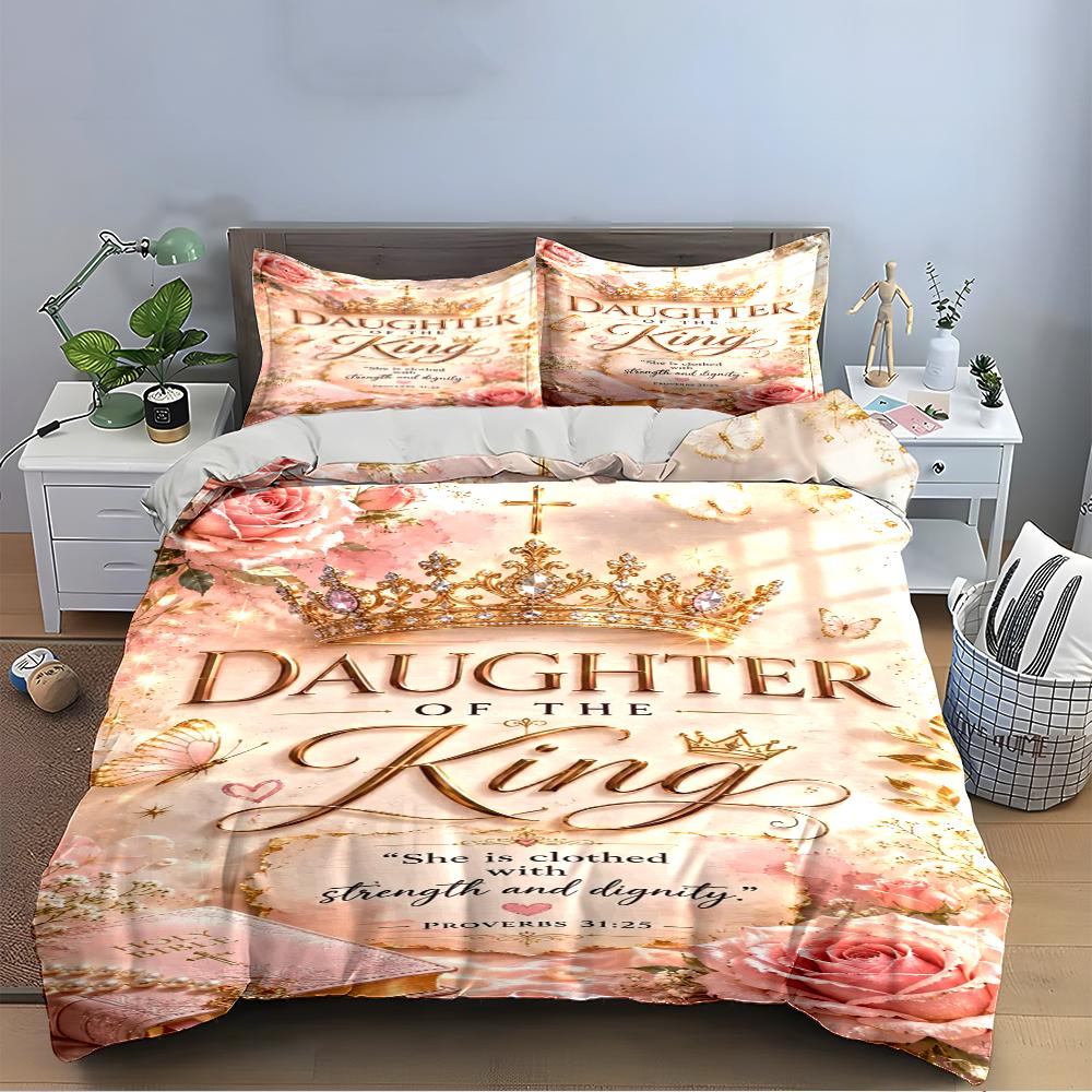 Daughter of the King Floral Bedding Set Bedding set (1 duvet cover, 2 pillowcases, duvet not included)