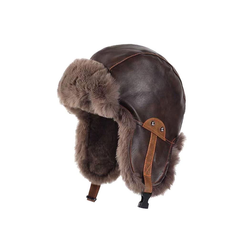 Ретро шапка-пилот мужская и женская зимняя бархатная из ПУ кожи теплая для улицы для велоспорта защита от холода для ушей модная