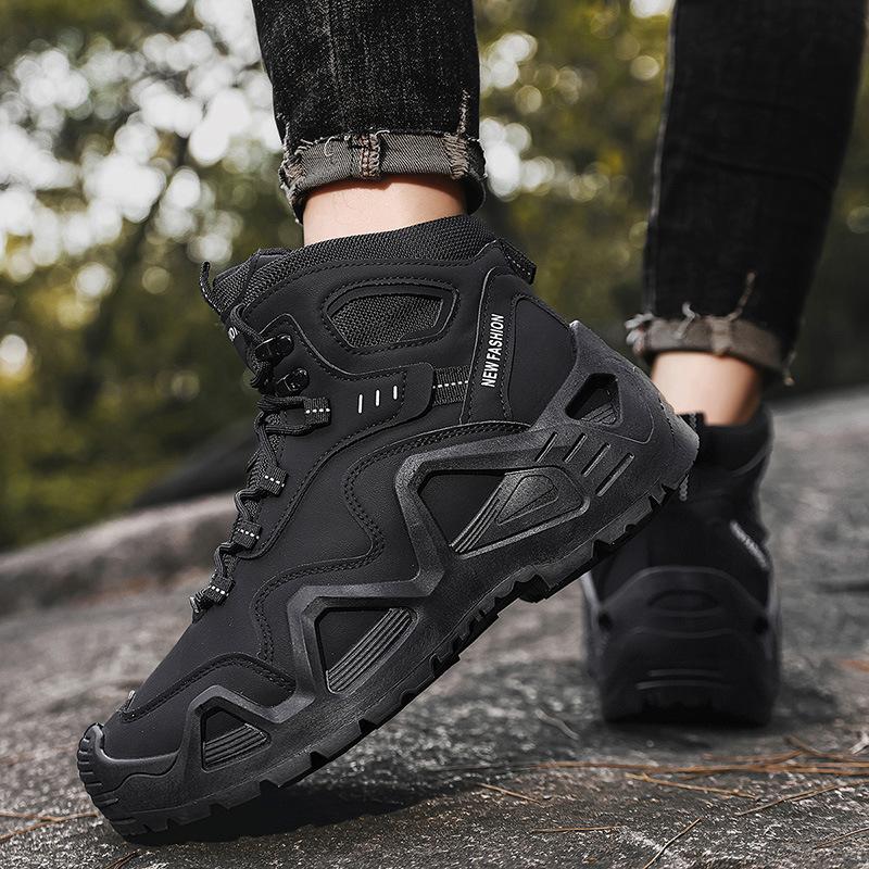 Большого размера уличная спортивная нескользящая обувь для путешествий износостойкая обувь для хайкинга мужская на толстой подошве средней высоты мужская обувь
