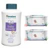 Baby Powder (700g) and Himalaya Gentle Wipes(2 Packs, 72 Sheets Per Pack)