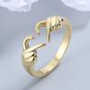 Romantic Adjustable Heart In Hands Ring Gold Color Creative Couple Rings Party Jewelry Gift Personality