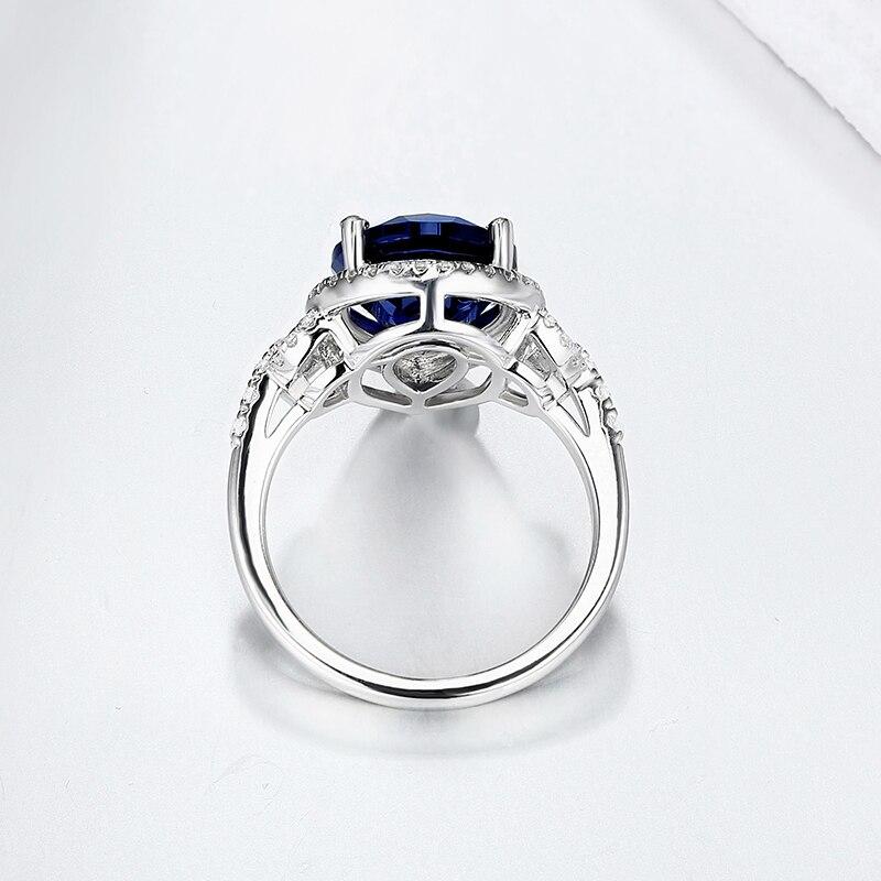Blue Sapphire Real Silver Women 'S Ring 6 .8 Carats Created Royal Blue Sapphire Classic Exquisite Style Jewelry Design