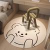 Круглый ковер с мультяшным узором медведя, минималистичный, милый, нескользящий коврик для ежедневного домашнего декора, напольный коврик для гостиной, спальни, балкона