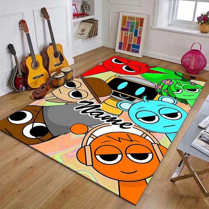 Custom SPRUNKI Mat Personalized Name, Polyester Washable Indoor Entryway Rug, Gift for Christmas, Easter, Thanksgiving Day