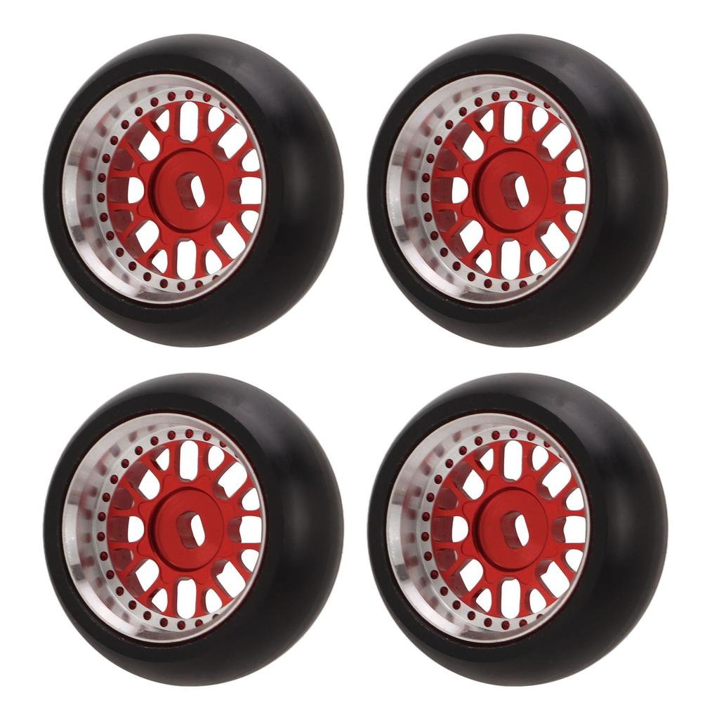 4pcs 16 Pairs RC Tire Aluminum Alloy Improving Stability Glossy for 1/28 RC Drift Tire for K969 for P929 for K989 Red