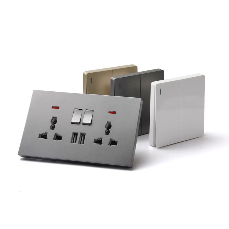 FALIANG 13A 2 Outlets AC 250V PC Material Multi Socket British Standard Modern White Color Luxury Multi-function Sockets