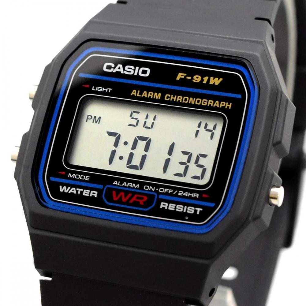 Casio Часы CASIO кварцевые F-91W-1 унисекс дешевые Casio черные зарубежные модели