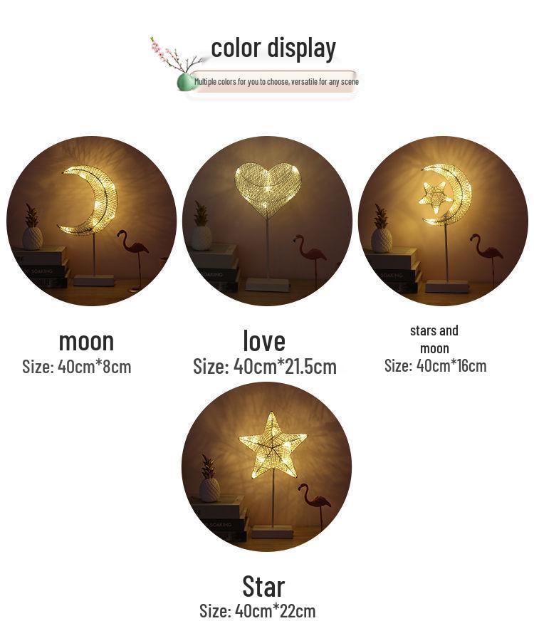 Fairy Lights Table Lamp - Romantic Heart Room & Dorm Decor Night Light