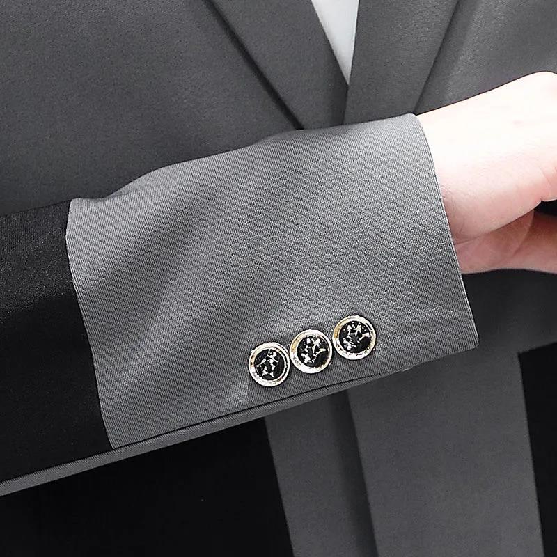 Весенний деловой костюм с v-образным вырезом, мужской повседневный облегающий ветровка с цветными пуговицами, пальто, трендовая парка