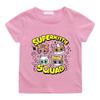 Children's Cotton T-shirts SuperKitties Cartoon Print Kids Short Sleeve Cute Boys Girls 2-12Y Tees Casual Crew Neck Tops Summer