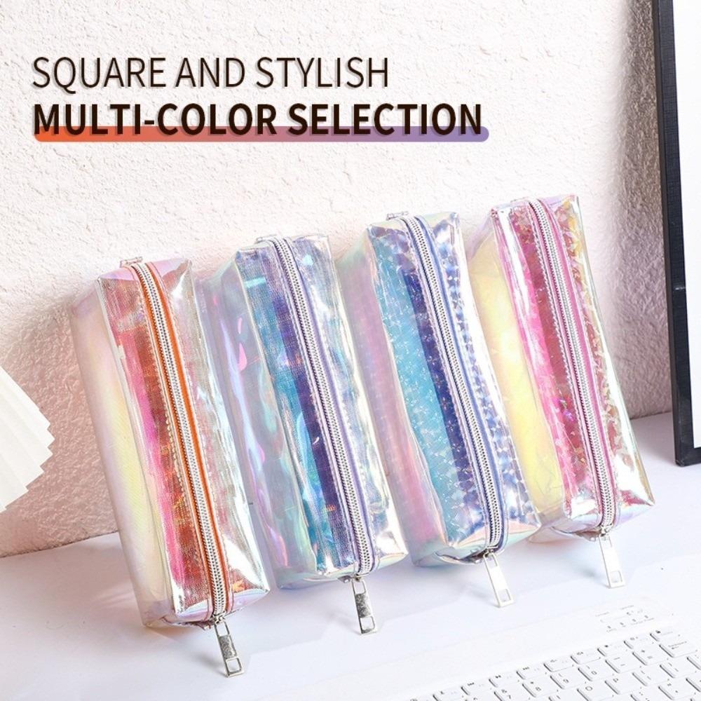 TPU Pencil Case Shiny Transparent Stationery Pouch Durable Pen Bag Gift