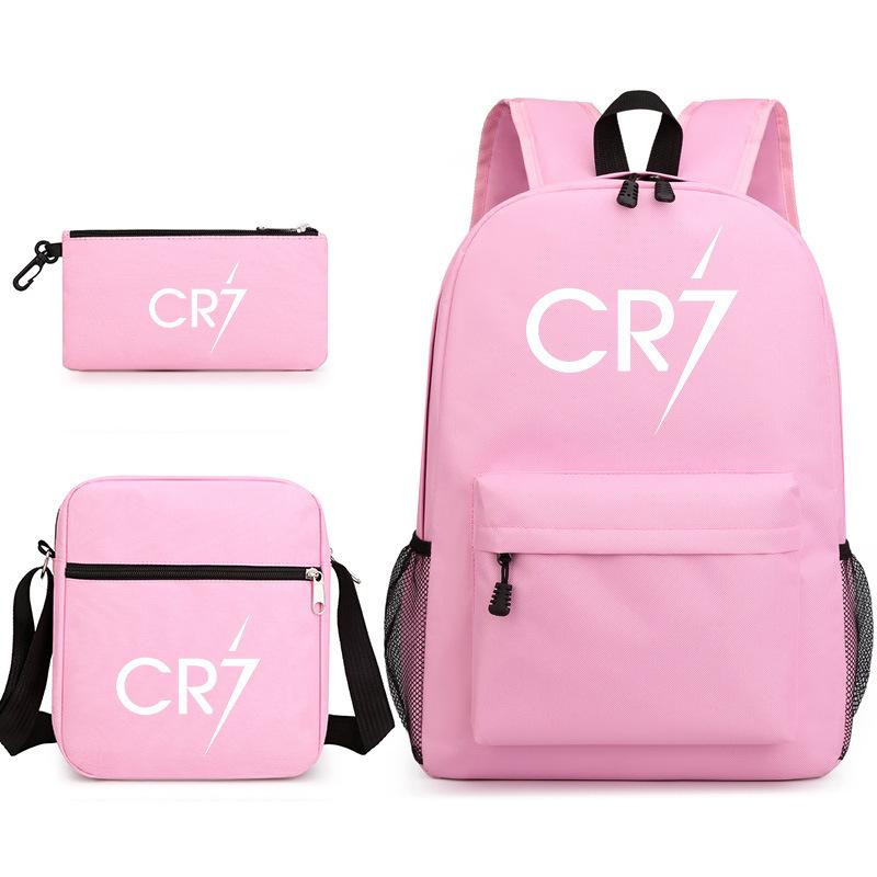 C Ronaldo student bag + small shoulder bag + pencil case three-piece backpack