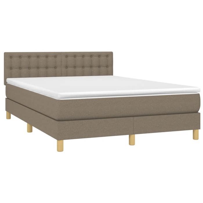 3140933 vidaXL Divan Bed with Mattress Taupe 140x190 Cm Fabric
