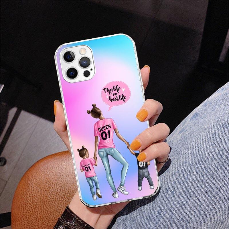 Женская Модная Девочка Супер Мама Чехол для Телефона Малыш Для iPhone 17 Air 16 Pro Max 16E 15 + 14 Plus 11 12 13 Mini 7 8 SE Подарок Печатная Крышка