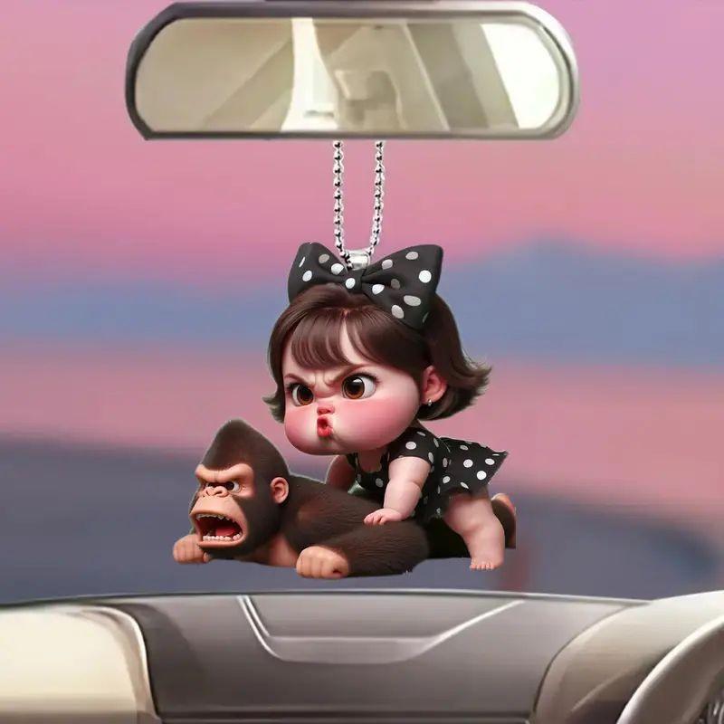 Delightful Acrylic Cartoon Car Spirit Keychain Impressive Decorative Item For Anywhere You Like