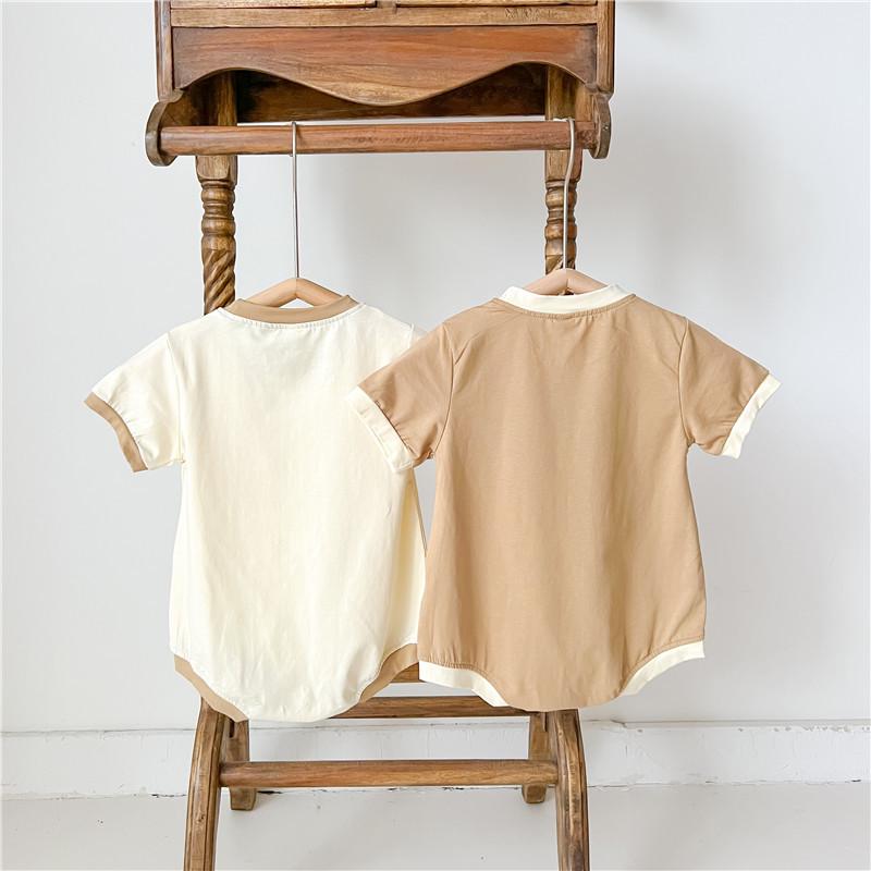 INS Style Summer Infant Bear Romper Unisex Short-Sleeve Snap-Crotch Bodysuit