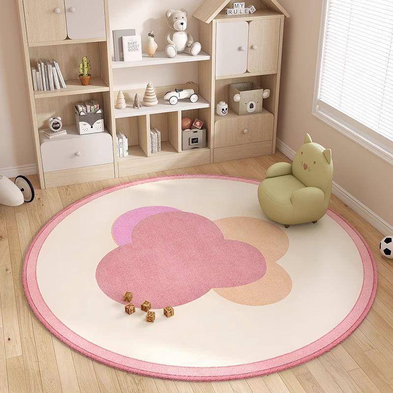 Happy Childhood Cloud Round Rug - Pink Gradient Children's Room Carpet Mat  Used for Home Decoration  Non Slip Children's Rug