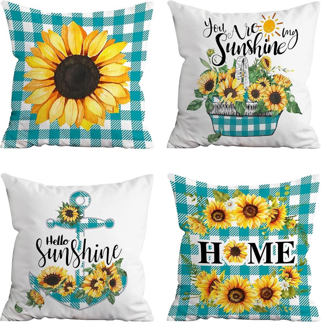 European and American Thanksgiving Decorative Pillow Cover Fashion Cartoon Autumn Harvest Pumpkin Letter Sunflower Print Pillow Pillow Cover