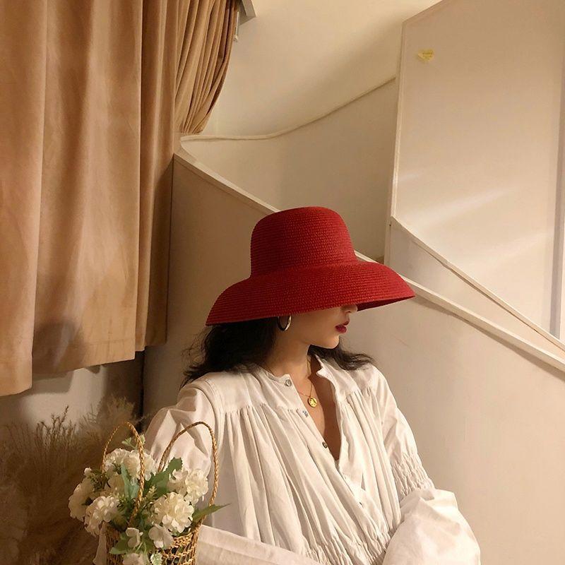 Vintage French Hepburn style hat, black large brim hat, women's summer seaside beach visor, sun hat