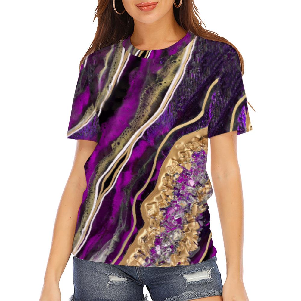 Spring and summer new women's printed casual round-neck short-sleeve loose pullover T-shirt