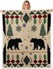 Bear blanket fiery forest design dark art pattern soft throw gothic decor bedroom textile horror accessory