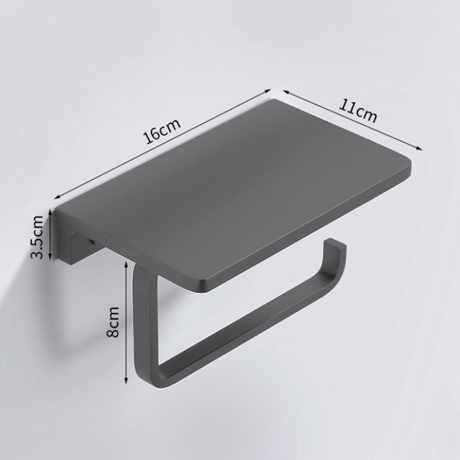Держатель для бумаги с полкой, черный, серый, белый, алюминиевый, для ванной, кухни, туалета, держатель для рулонов бумаги с полками для телефона, держатель для хранения салфеток