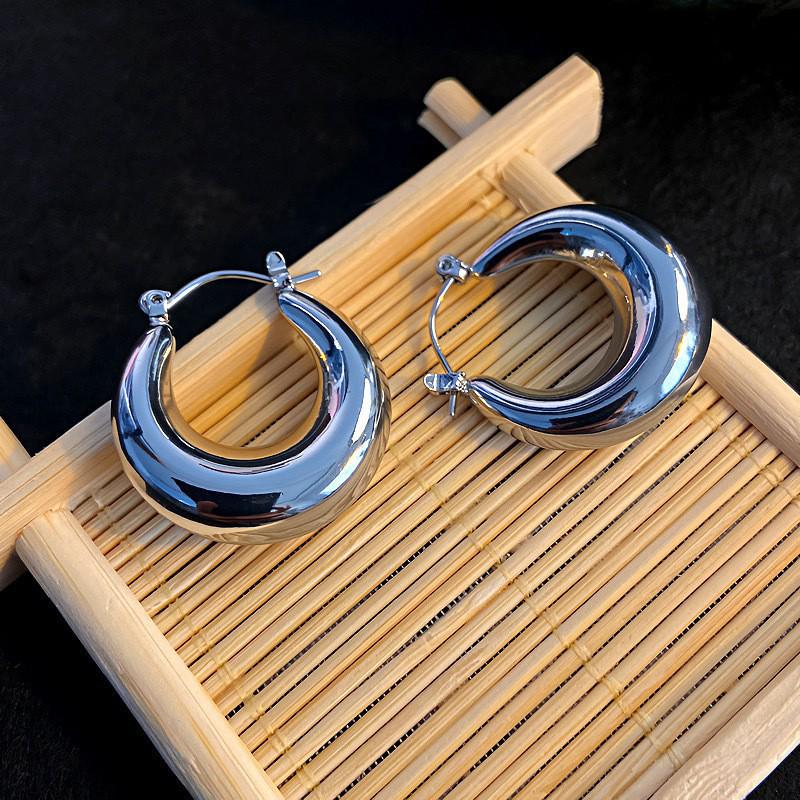 Vintage Rose Leaf Metal Cuban Link Pearl Earrings for Women