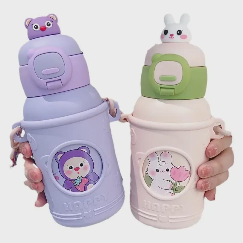 Термос-чашка с трубочкой из пищевой стали марки 316 для детей — идеально подходит для учеников начальной школы, мальчиков и девочек