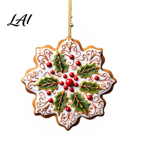 Ready to Hang Decorations 2D Acrylic Snowflake Red Gingerbread Christmas Ornament Berry Hanging Decoration Seasonal Home Decor for Xmas Tree