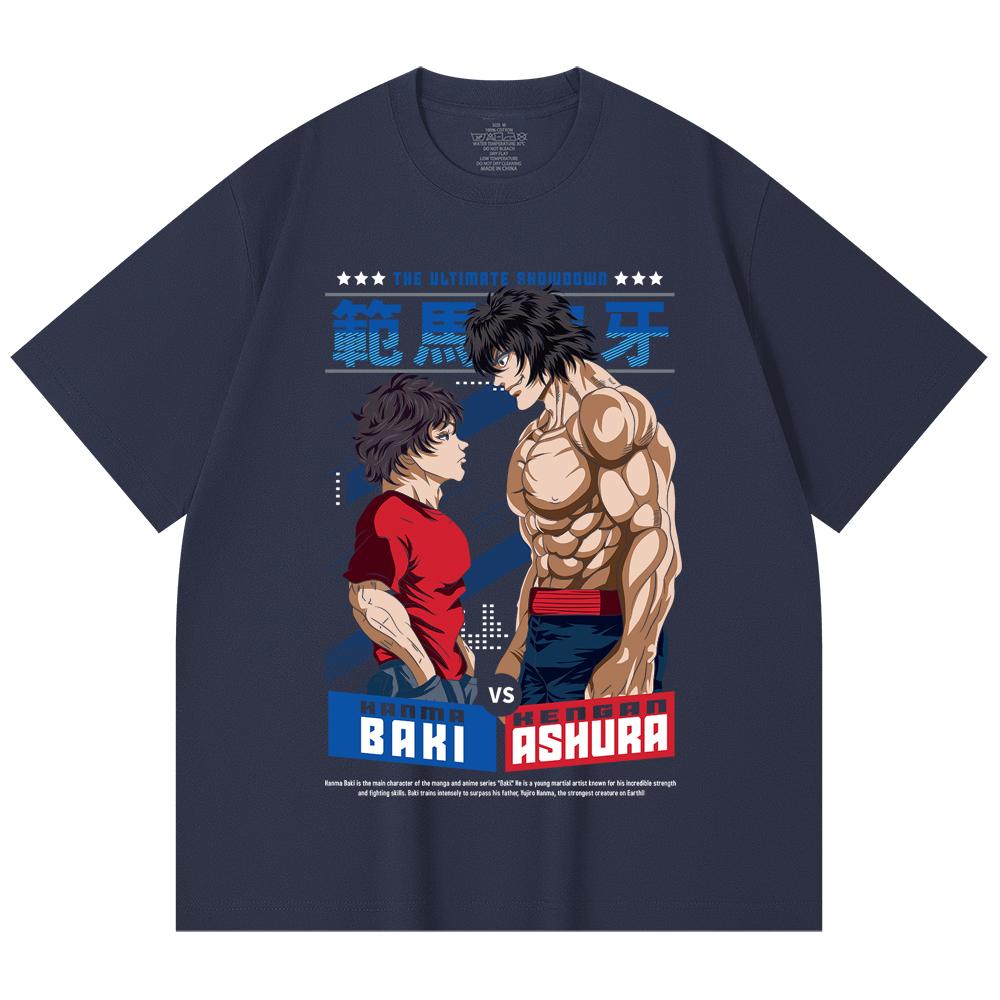 230 г/м² 100% хлопок Baki V2 Baki Ashura Принт Унисекс Тяжелая хлопковая футболка