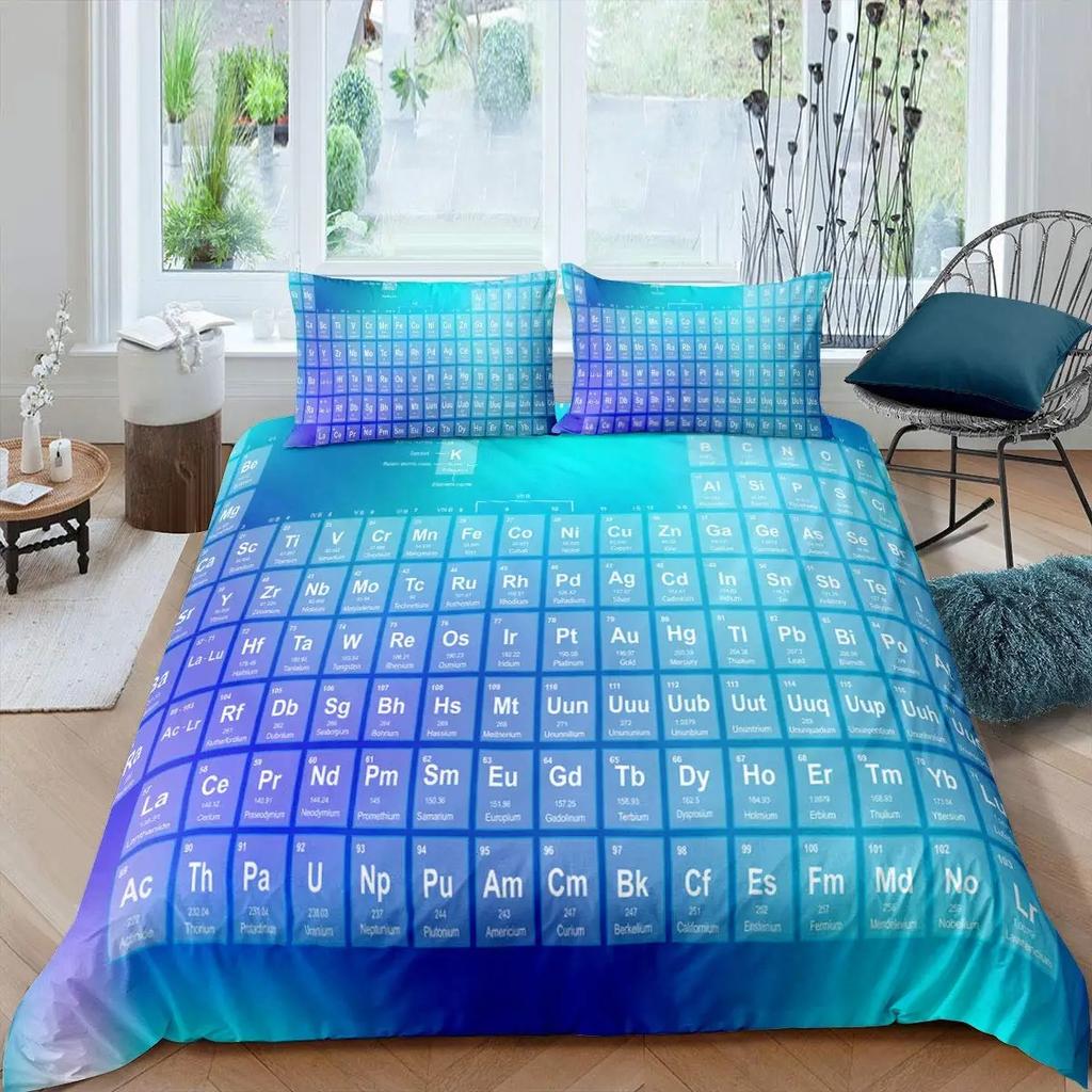 Periodic Table Of Elements Duvet Cover Twin Queen Science Theme Bedding Set For Chemistry Lovers Teens Kids Back To School Gifts
