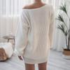 Autumn Winter Boat Neck Loose Casual Sweater Women Solid Color All-match Knitting Pullovers Top