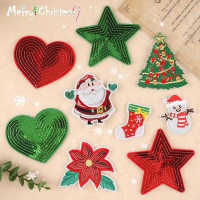 Вышитая нашивка «Санта-Клаус и елка» с пайетками - Аксессуар для одежды