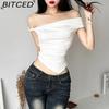 Summer Women's Streetwear Fashion Sexy Off-the-Shoulder Crop Top