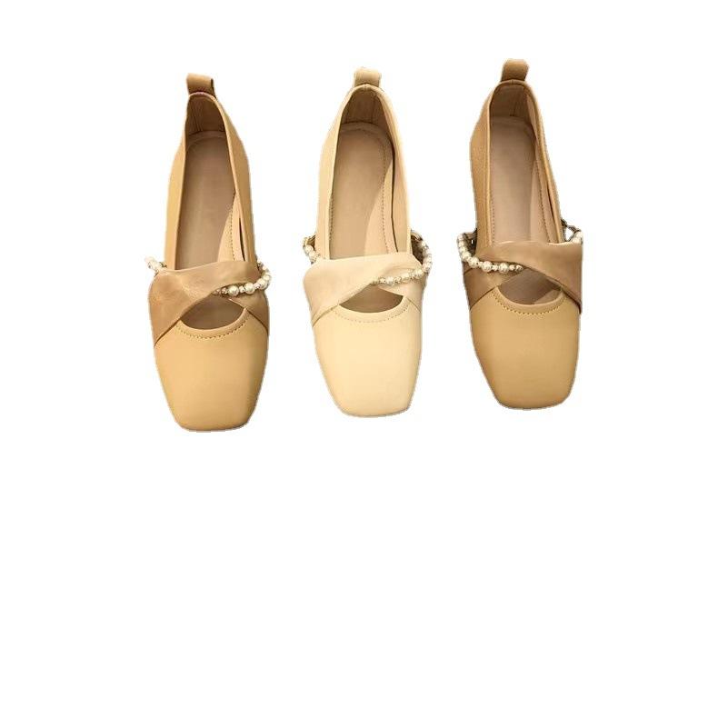 Женские туфли Мэри Джейн Легкие балетки на плоской подошве Туфли на плоской подошве с квадратным носком Ремешок на щиколотке Удобные модельные туфли Нескользящие женские прогулочные туфли