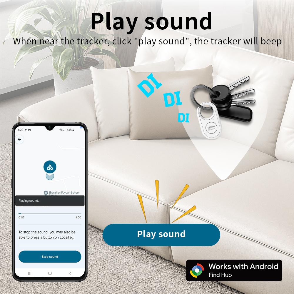 RSH 4PCS GPS Tracker for Samsung Global Finder Work with Android Google's Find Hub Anti-loss Alerts Smart Tag Sound Fast Locator